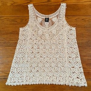 Bobeau Crochet Lace 100% Cotton Sleeveles Top